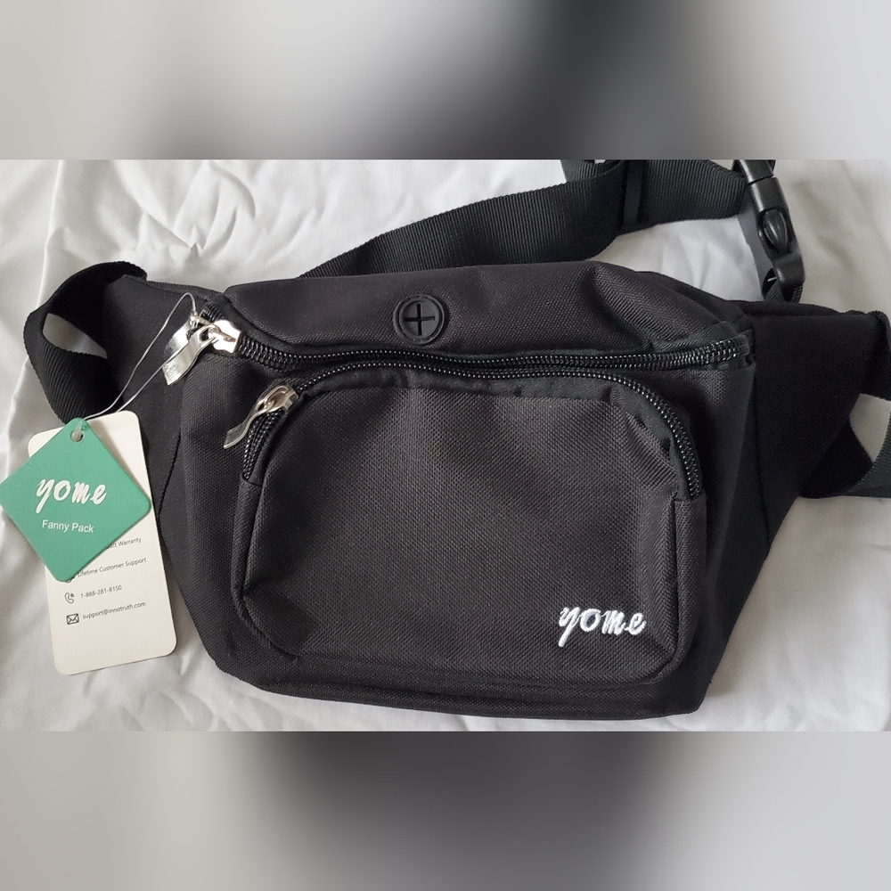 Black Belt Bag with Adjustable Strap and Durable Fabric NWT